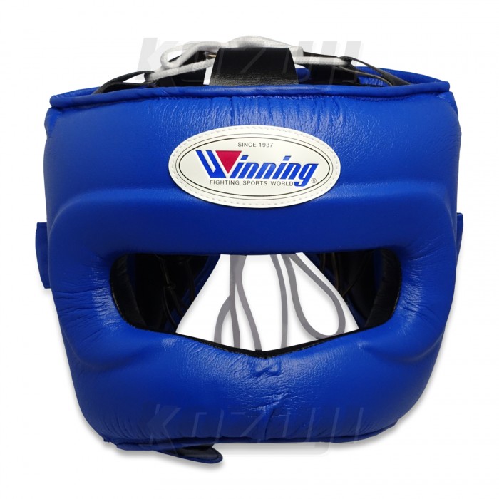 Blue Head Gear Full Face Custom Made WINNING Boxing Gloves Groin Guard 